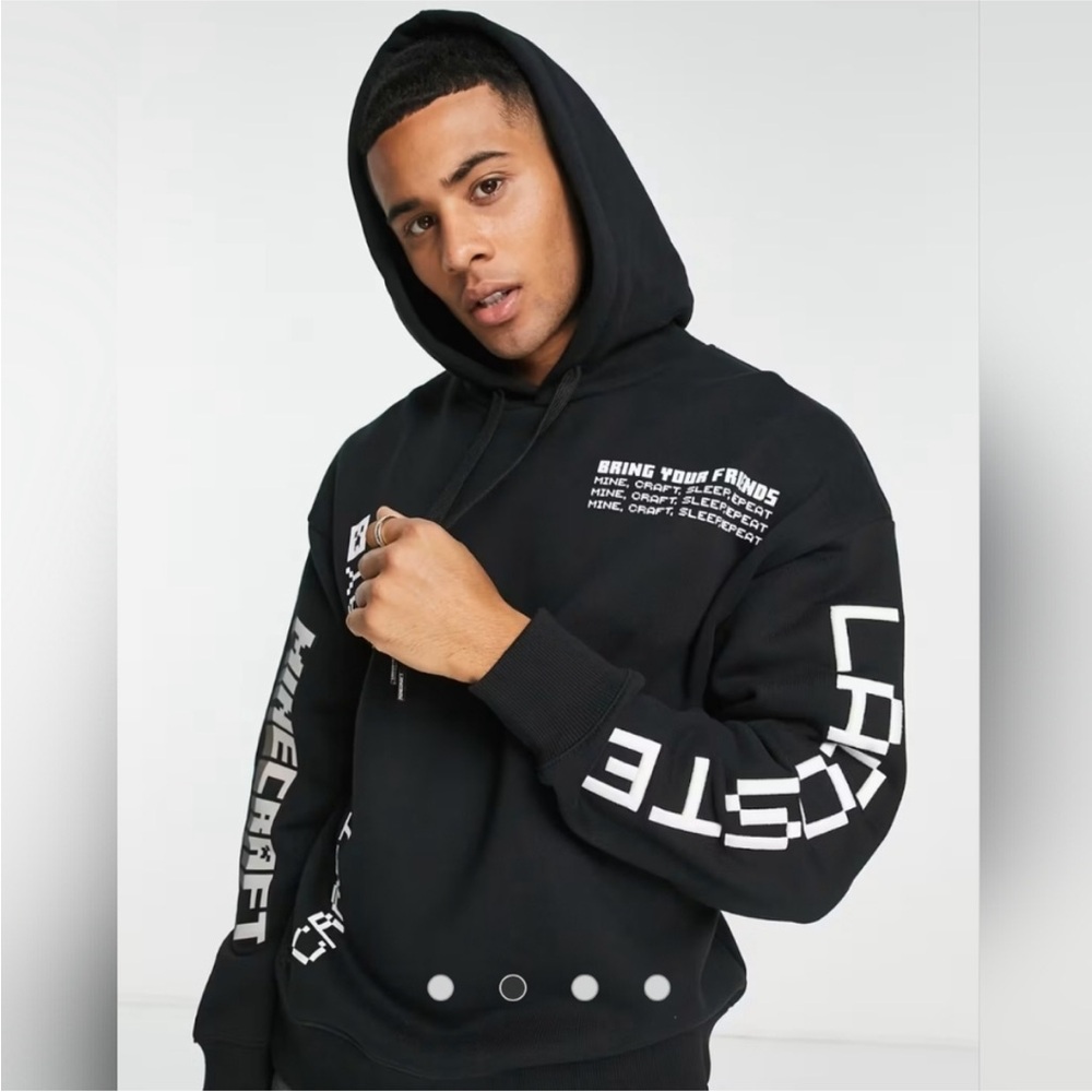 Lacoste L!ve X Minecraft Loose Fit Fleece Hoodie Size Small